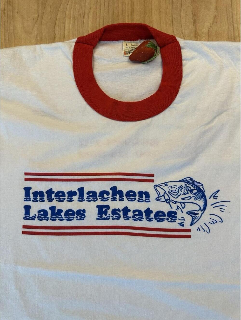 vintage 80's LARGE MOUTH BASS ringer T shirt SCREEN STARS large MADE IN USA - Picture 3 of 16